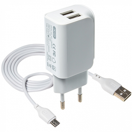 XO 2-port USB wall charger L35D 2.1A + Micro USB cable