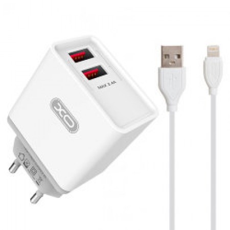 XO 2-port USB wall charger L35D 2.1A + Lightning cable