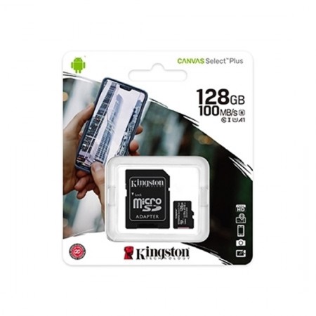Kingston MicroSD Canvas Select Plus Memory Card 128GB ADAP Class10 
