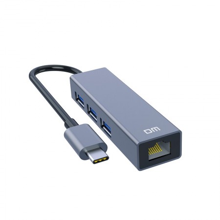 DM CHB002 Type-C USB 2.0 HUB 3 Ports + RJ45 Ethernet Port