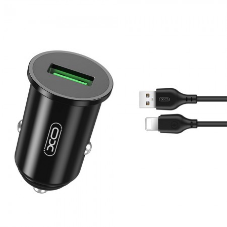 XO TZ12 Car charger QC3.0 18W + Lightning Cable 1m