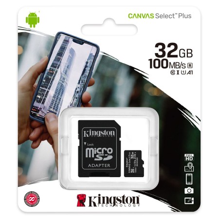 Kingston MicroSD Canvas Select Plus Memory Card 32GB ADAP Class10
