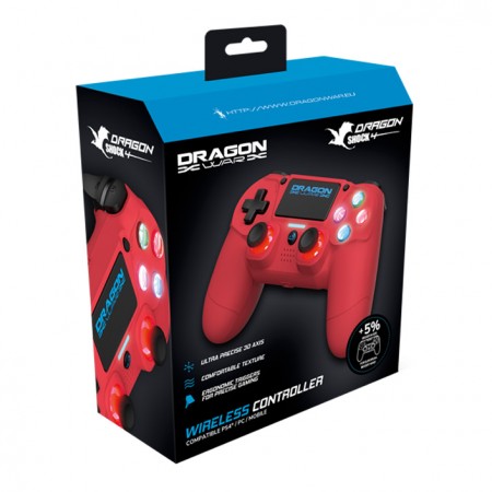 Dragon War Shock 4 Wireless Controller PS4/PC - Red