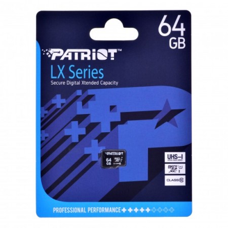 Patriot MicroSD LX Series Memory Card 64GB Class10 UHS-I