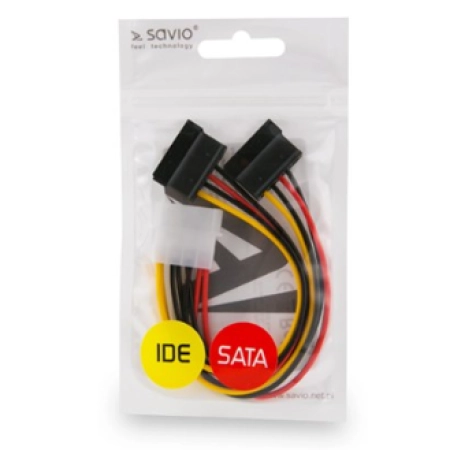 Savio kabal Molex to 2x SATA 15-pin AK-13