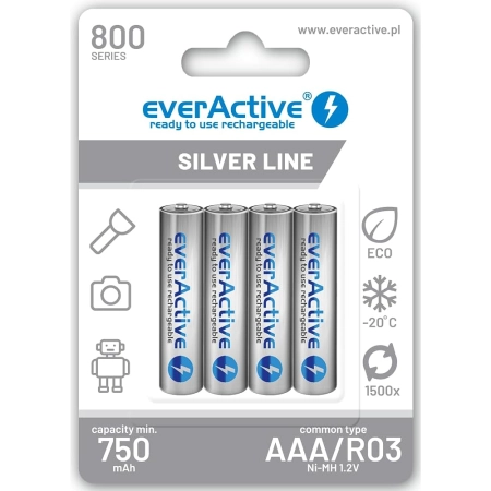 everActive Baterije AAA Rechargeable NI-MH R3 800mAh 4KOM