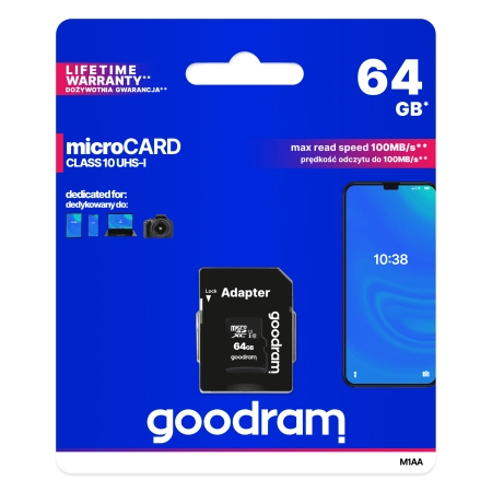 GOODRAM MicroSD Memory Card 64GB Class10