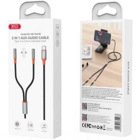 XO NB-R269B Adapter Type-C to Dual 3.5mm Female