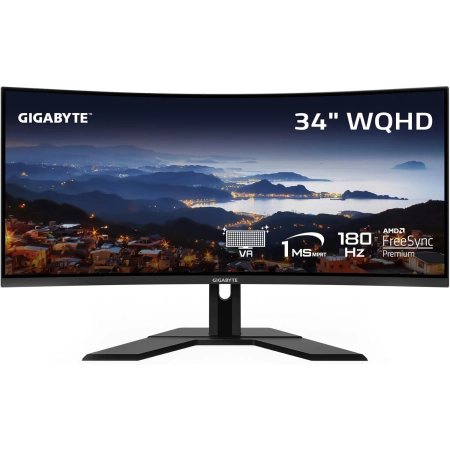 34" GIGABYTE G34WQCP WQHD 180Hz Curved Gaming Display