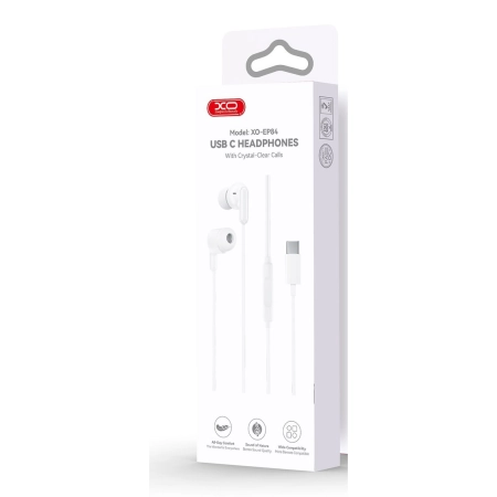 XO In-Ear Slušalice sa mikrofonom Type-C Music EP84 White