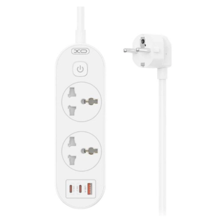 XO WL31 Produžni kabl sa zaštitom 3 utičnica 2xType-C 1xUSB 30W 1,5m