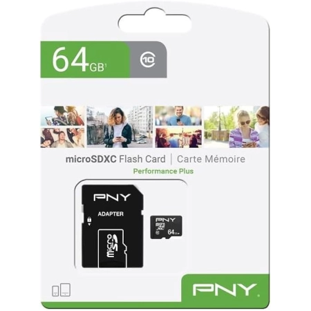 PNY MicroSD Performance Plus Memory Card 64GB A1 Class10