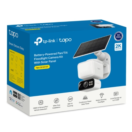 TP-Link Outdoor Solar-Powered Wi-Fi Floodlight Pan/Tilt Camera Tapo C615F KIT